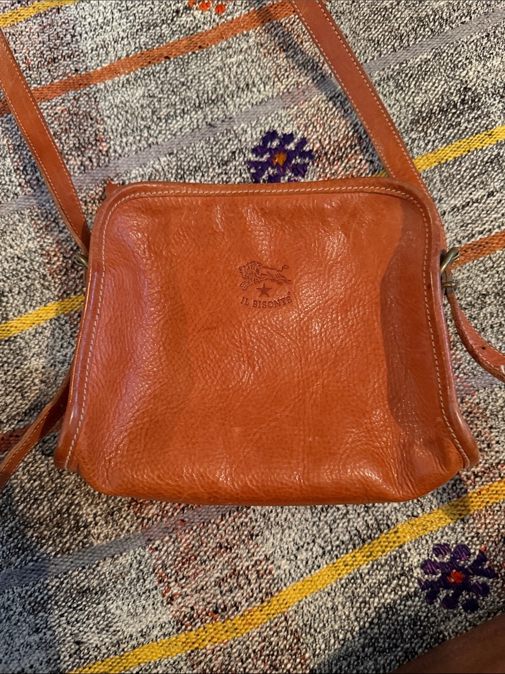 Rustic Tan Leather Crossbody Bag il bisonte